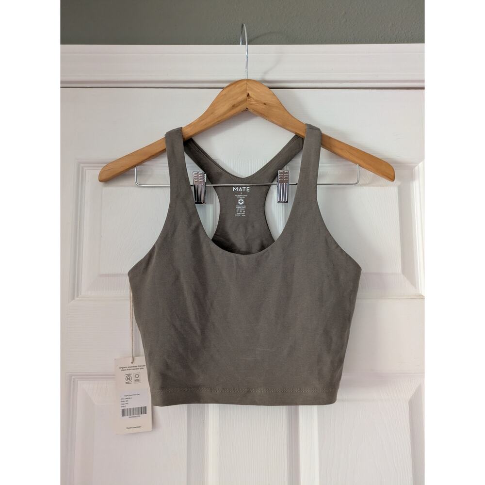 MATE The Label Organic Stretch Racer Tank Pebble S NWT